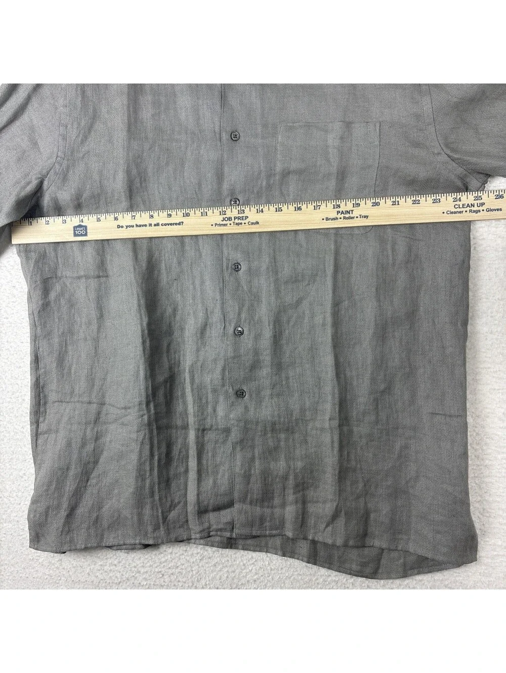 Banana Republic Irish Linen Short Sleeve Button Up Shirt Mens L Gray Oversized